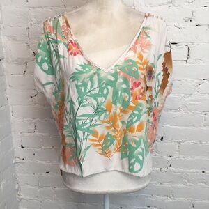 Corey Lynn Calter strappy sleeve top multi color jungle print size m